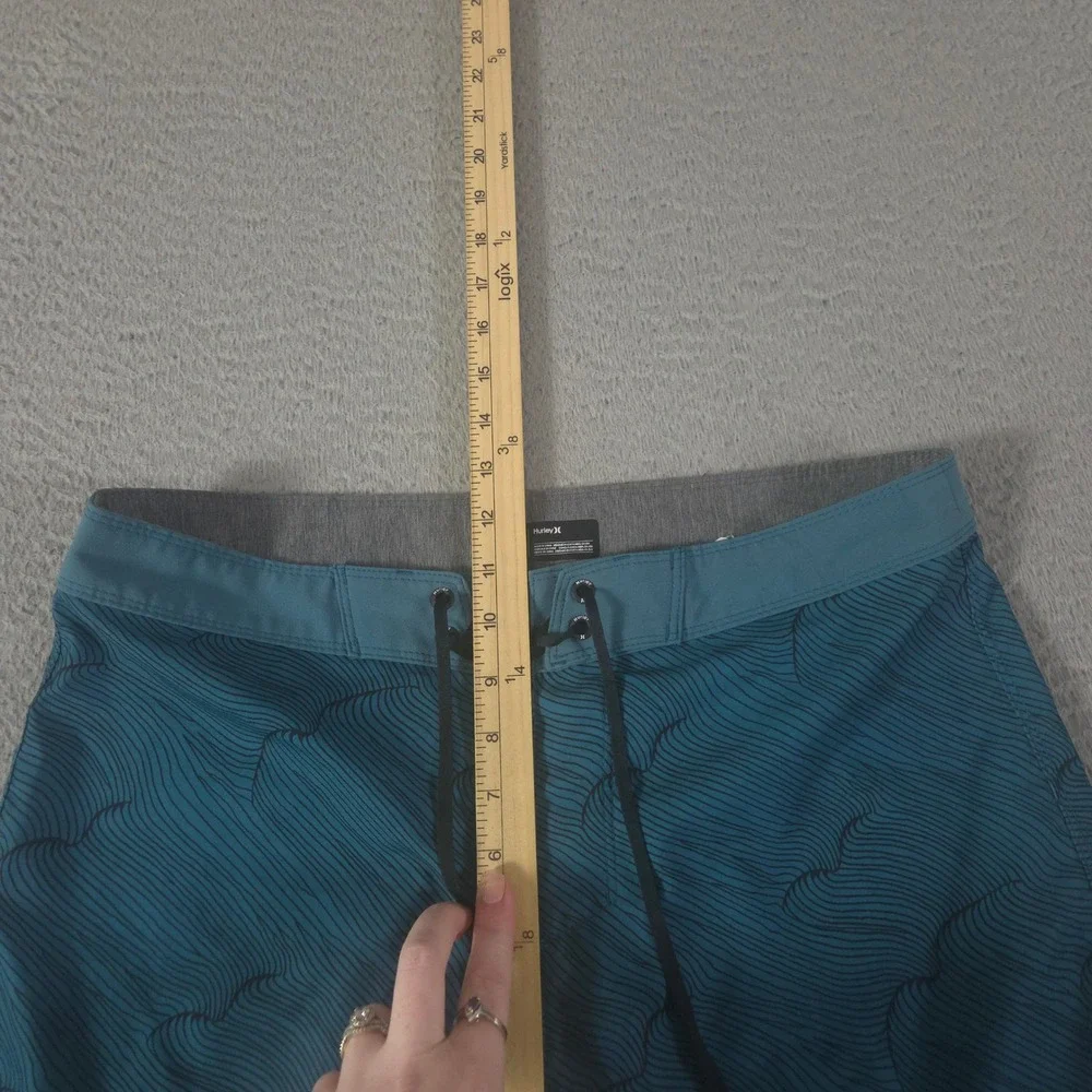 Hurley Shorts Mens 30 Teal Boardshorts Swim Trunks Wave Print Lace Up Active